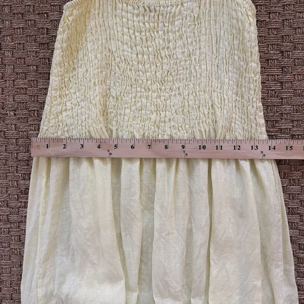 Laura Bianchi Women’s Yellow 100% Linen Sun Dress Made In Italy Size Large